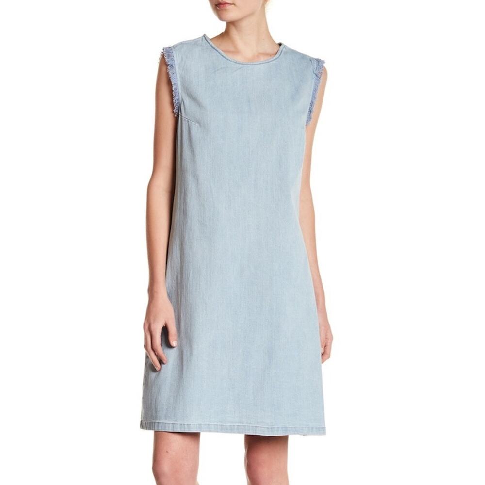 Hope & Harlow Light Blue Denim Frayed Dress